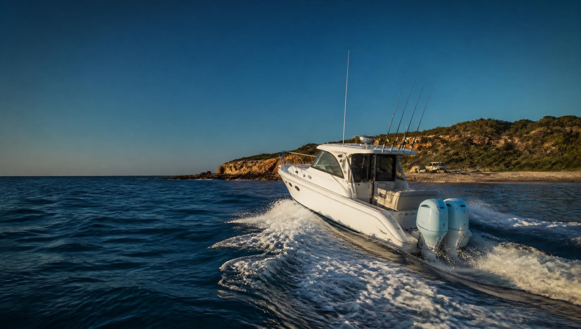 Powerboat travelling near the Western Australian coastline